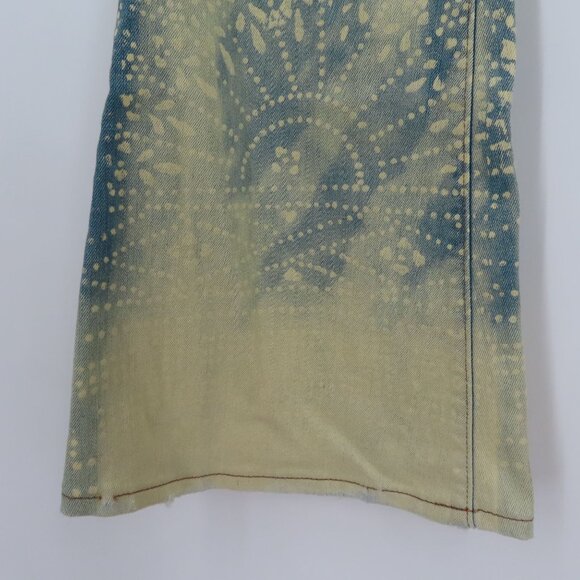 Free People Womens 24 Blue Bleached Dotted Swirl Flare Denim Jeans Pants Pockets - Picture 4 of 13